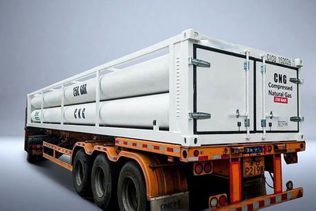 3 Axle 6 - 12 Tubes Cng Truck Gas Tank Semi Truck Trailer For Compressed Natural Gas Transporting
