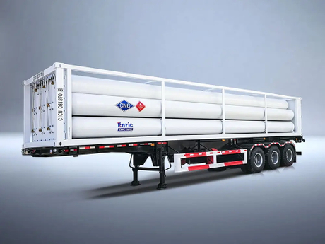 3 Axle 6 - 12 Tubes Cng Truck Gas Tank Semi Truck Trailer For Compressed Natural Gas Transporting
