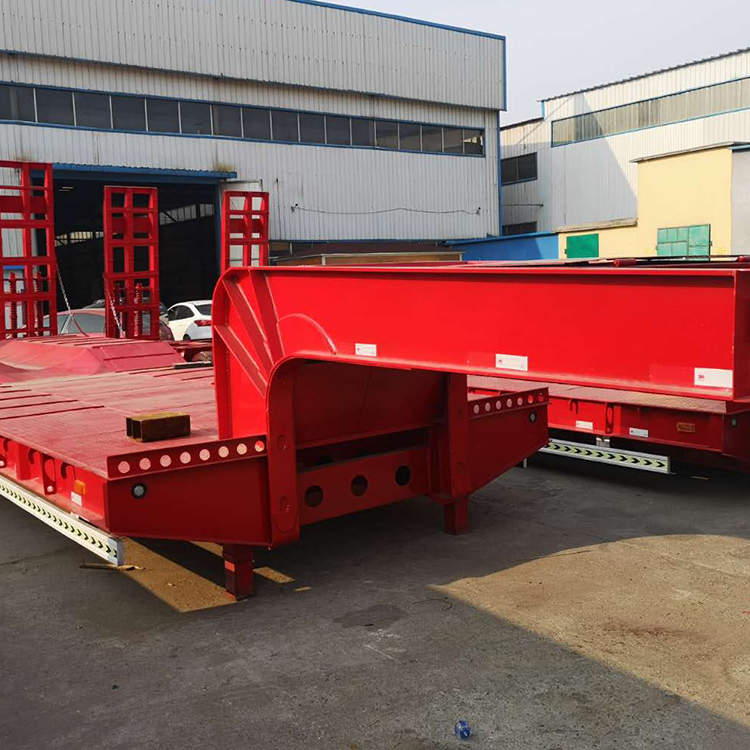 Yellow Hydraulic Single Axle Low Bed Semi Trailer