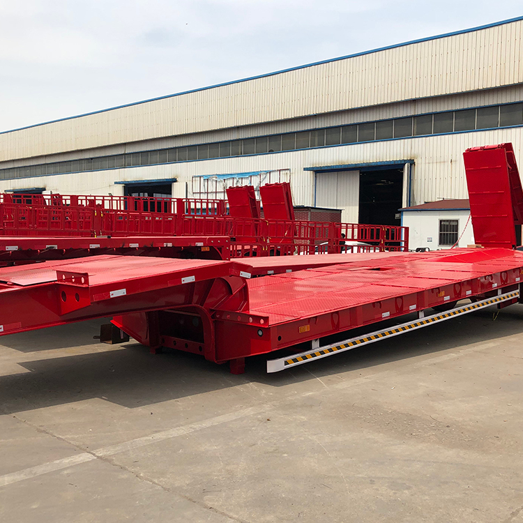 Yellow Hydraulic Single Axle Low Bed Semi Trailer